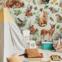Nursery Watercolor Cute Forest Animals Pattern Wallpaper Mural