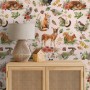 Nursery Watercolor Cute Forest Animals Pattern Wallpaper Mural