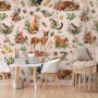 Nursery Watercolor Cute Forest Animals Pattern Wallpaper Mural