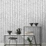 Modern Herringbone Line Black and White  Wallpaper Mural