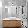 Modern Herringbone Line Black and White  Wallpaper Mural