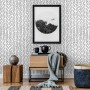 Modern Herringbone Line Black and White  Wallpaper Mural
