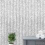 Modern Herringbone Line Black and White  Wallpaper Mural