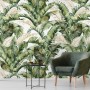 Watercolor Tropical Banana Leaf with Faux Gold Details Wallpaper Mural