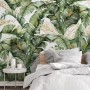 Watercolor Tropical Banana Leaf with Faux Gold Details Wallpaper Mural