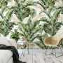 Watercolor Tropical Banana Leaf with Faux Gold Details Wallpaper Mural