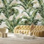 Watercolor Tropical Banana Leaf with Faux Gold Details Wallpaper Mural