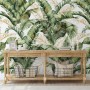 Watercolor Tropical Banana Leaf with Faux Gold Details Wallpaper Mural