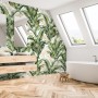 Watercolor Tropical Banana Leaf with Faux Gold Details Wallpaper Mural