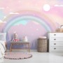 Kids Nursery Rainbow with Colorful Mountains and Shiny Stars Wallpaper Mural