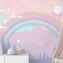Kids Nursery Rainbow with Colorful Mountains and Shiny Stars Wallpaper Mural