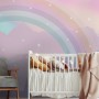 Kids Nursery Rainbow with Colorful Mountains and Shiny Stars Wallpaper Mural