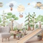 Kids Forest Animals with Flying Animals Wallpaper Mural