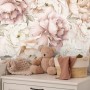 Nursery Pastel Peony Watercolor Floral For Girls Wallpaper Mural