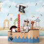 Watercolor Kids Beach House with Hot Air Balloons