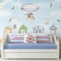 Watercolor Kids Beach House with Hot Air Balloons