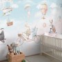 Watercolor Happy Animals in the Sky for Kids Wallpaper Mural