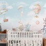 Watercolor Happy Animals in the Sky for Kids Wallpaper Mural
