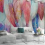 Watercolor Colorful Feather Pattern Wallpaper Mural