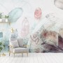 Soft Feathers with Abstract Lines Wallpaper Mural