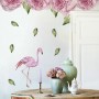 Pink Peony Floral and Flamingo Wall Decal Sticker