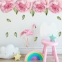 Pink Peony Floral and Flamingo Wall Decal Sticker