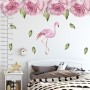 Pink Peony Floral and Flamingo Wall Decal Sticker
