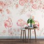 Pink Flamingo with Pink Flowers Wallpaper Mural