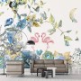 Flamingo and Soft Floral Wallpaper Mural