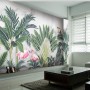 Flamingo Toucan with Vintage Forest Wallpaper Mural