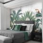 Flamingo Toucan with Vintage Forest Wallpaper Mural