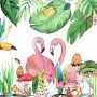 Flamingos with Toucan Bird Wallpaper Mural