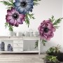 Watercolor Dark Blue Red Anemone Florals Wall Decal Sticker