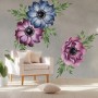 Watercolor Dark Blue Red Anemone Florals Wall Decal Sticker