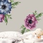 Watercolor Dark Blue Red Anemone Florals Wall Decal Sticker