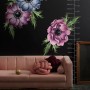 Watercolor Dark Blue Red Anemone Florals Wall Decal Sticker