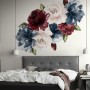 Dark Blue Red Peony Floral Bouqet Wall Decal Sticker