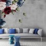 Dark Blue Red Peony Floral Bouqet Wall Decal Sticker