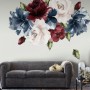 Dark Blue Red Peony Floral Bouqet Wall Decal Sticker