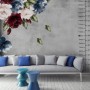 Dark Blue Red Peony Floral Bouqet Wall Decal Sticker