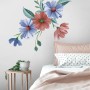 Blue Red Watercolor Daisy Floral Bouqet Wall Decal Sticker