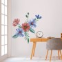 Blue Red Watercolor Daisy Floral Bouqet Wall Decal Sticker