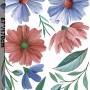 Blue Red Watercolor Daisy Floral Bouqet Wall Decal Sticker
