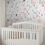 Watercolor Pink Blue Florals with Birds and Butterfly Wall Decal Sticker