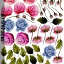 3D Floral Pink Orange Blue Rose Floral Bouqets Wall Decal Sticker