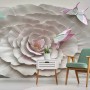 3D Embossed Look Flowers and Butterfly Wallpaper Mural