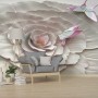 3D Embossed Look Flowers and Butterfly Wallpaper Mural