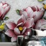 3D Embossed Look  Lily Flower Wallpaper Mural
