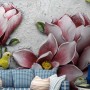 3D Embossed Look  Lily Flower Wallpaper Mural
