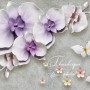 3D Embossed Look Purple Orchids Wallpaper Mural